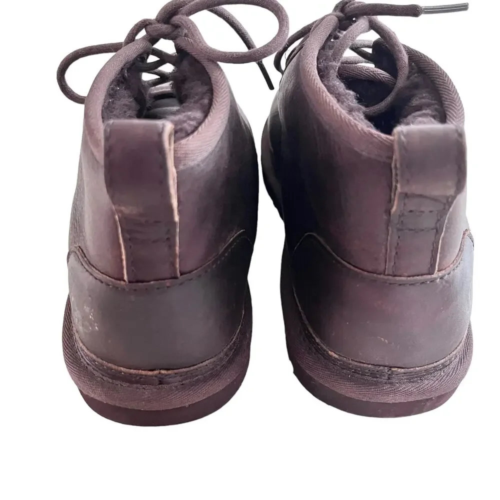 UGG Neumel Brown Leather Wool Lined Chukka Ankle Boots Men's Size 8 Casual